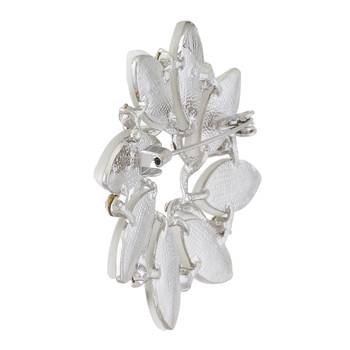 Silver Colour Floral Shape Brooch for Men and Women 2