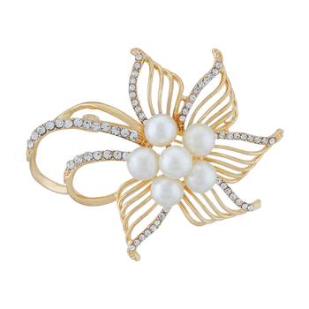 Gold Colour Floral Shape Brooch for Men and Women 1