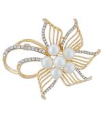 Gold Colour Floral Shape Brooch for Men and Women