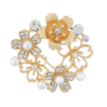 Gold Colour Floral Shape Brooch for Men and Women 1