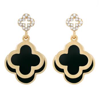Floral Shape Black colour alloy Earrings for girls and womens. 1