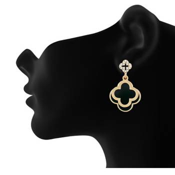 Floral Shape Black colour alloy Earrings for girls and womens. 3
