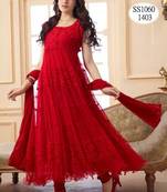 Red Hot Long Anarkali Suit - Designer salwar kameez 