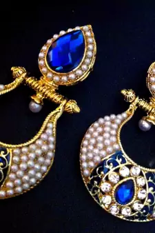 Antique Victorian Fusion India-British Sparkling Stone Pearl Polki Earring o28b