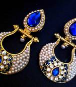 Antique Victorian Fusion India-British Sparkling Stone Pearl Polki Earring o28b