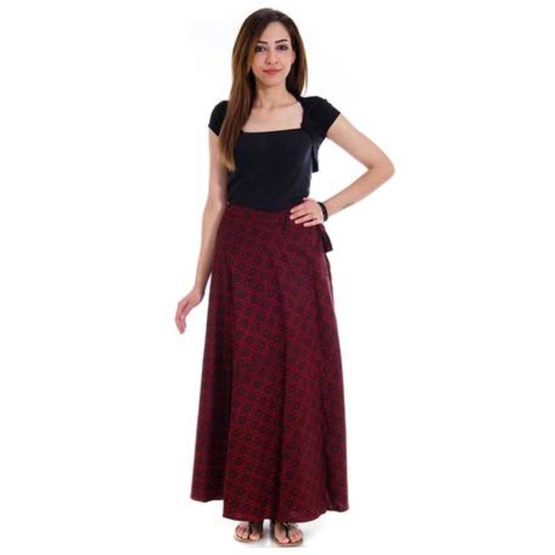 Jaipuri Maroon Cotton Wrap Around Skirt