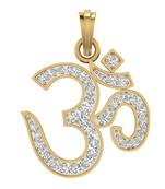 Aumkaara Collection OM Pendant in 14K Gold 32mm size Studded with 40 brilliant cut IGI certified diamonds