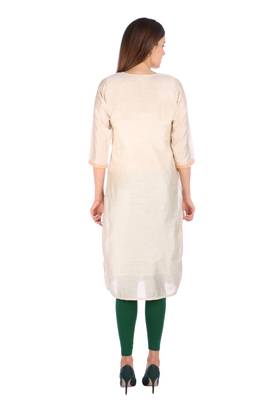Beige embroidered silk silk-kurtis 3