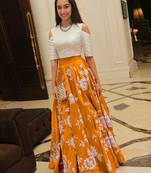 Shraddha Kapoor's yellow embroidered silk Semi-Stitched lehenga