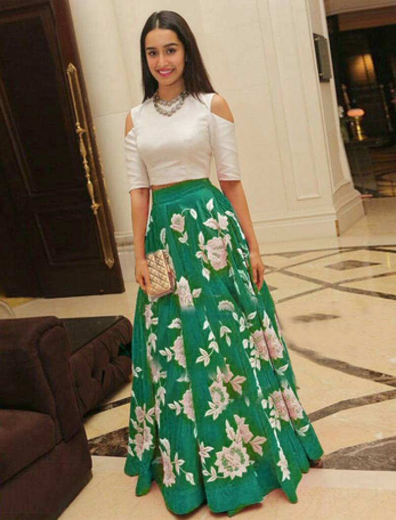 Shraddha Kapoor's green embroidered silk Semi-Stitched lehenga