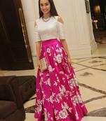 Shraddha Kapoor's pink embroidered silk Semi-Stitched lehenga