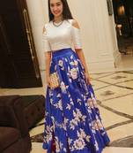 Shraddha Kapoor's blue embroidered silk Semi-Stitched lehenga