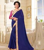 Blue plain georgette saree with blouse
