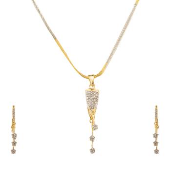 combo of two american diamond pendant sets / necklace sets with single chain for women & girls 2