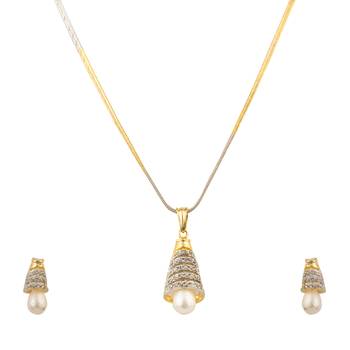 combo of two american diamond pendant sets / necklace sets with single chain for women & girls 3
