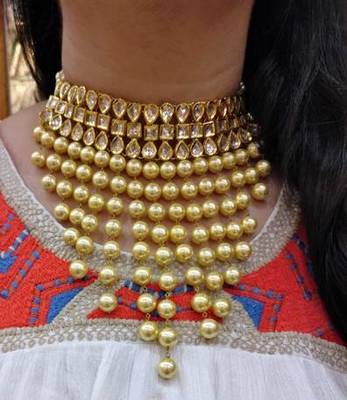 Pearl And Kundan Choker Necklace 1