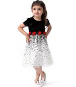 White and black embroidery georgette and velvett kids dress