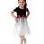 White and black embroidery georgette and velvett kids dress