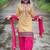 Cream embroidery cotton semi stitched slwar with dupatta