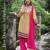 Cream embroidery cotton semi stitched slwar with dupatta