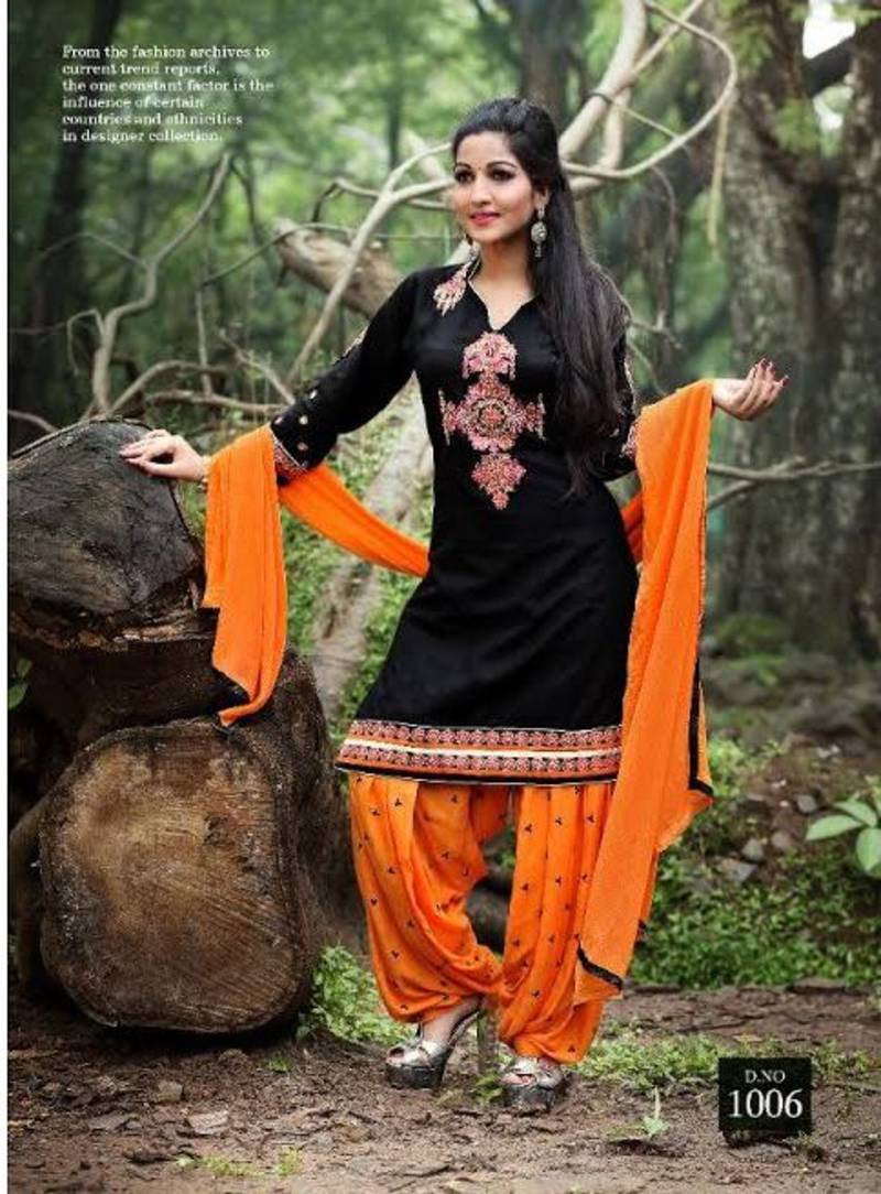 Black embroidery cotton semi stitched slwar with dupatta
