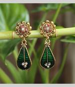 Flower with Green Enamel work