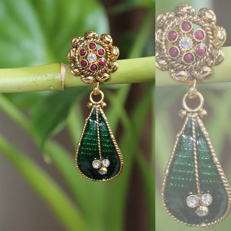 Flower with Green Enamel work