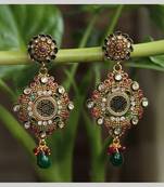 Inlay work earrings with Green Drop