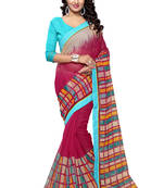 Magenta printed supernet saree with blouse