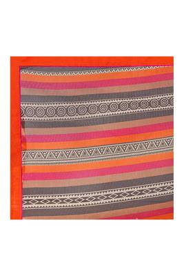 Brown printed supernet saree with blouse 4
