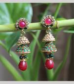 Flower Earrings with Double Jhumkis