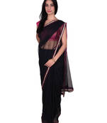 Black plain  net saree with blouse