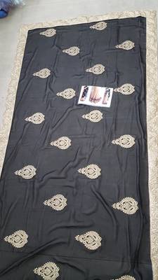 Black And Cream Embroidered Georgette Saree With Blouse 2