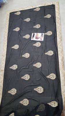 Black And Cream Embroidered Georgette Saree With Blouse 3