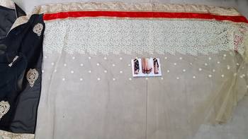 Black And Cream Embroidered Georgette Saree With Blouse 4