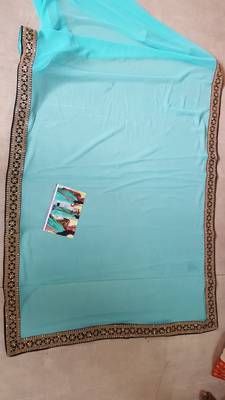 Cyan Green Embroidered Georgette Saree With Blouse 2
