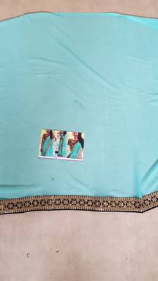 Cyan Green Embroidered Georgette Saree With Blouse 3