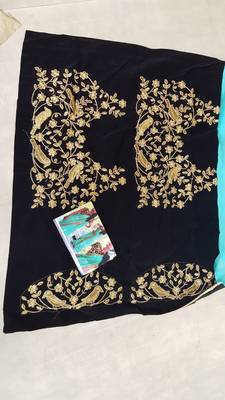 Cyan Green Embroidered Georgette Saree With Blouse 4