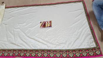 Cream Embroidered Nylon Silk Georgette Saree With Blouse 2