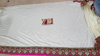 Cream Embroidered Nylon Silk Georgette Saree With Blouse 3