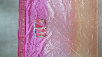 Pink And Peach Embroidered Nylon Silk Georgette Saree With Blouse 3
