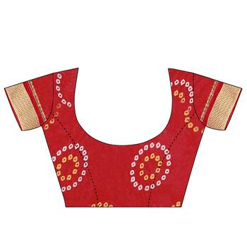 Red printed georgette saree with blouse 2