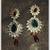 Crystal Stone Encrusted Dangler Earrings with Green and Maroon Stone