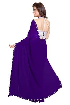 Purple Printed Georgette Saree With Blouse 4