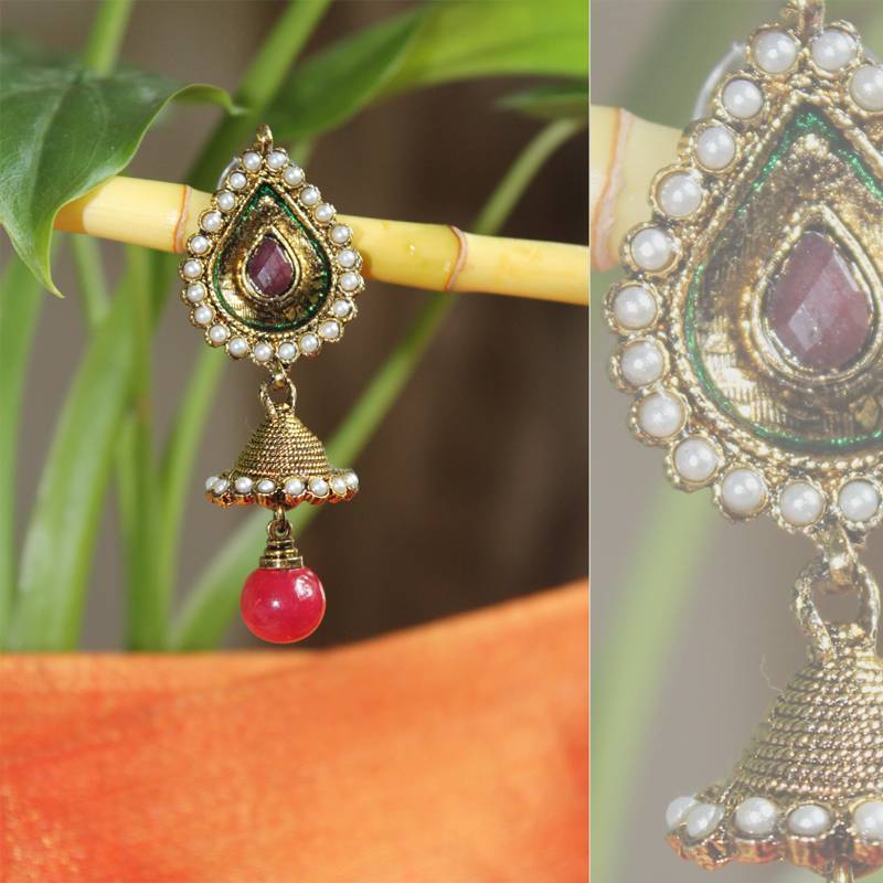 Drop Shape earrings with Jhumkis