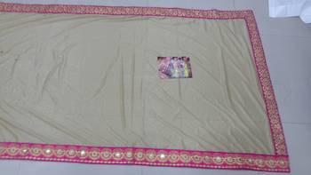 Yellow And Beige Embroidered Silk Saree With Blouse 2