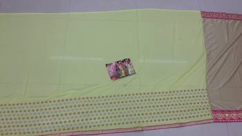 Yellow And Beige Embroidered Silk Saree With Blouse 3