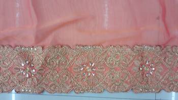 Peach Embroidered Net Saree With Blouse 5