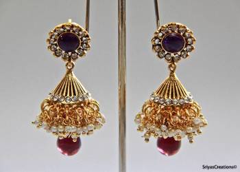 Polki Kundan Stone Lakshmi - Purple Necklace Set 1