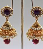 Polki Kundan Stone Lakshmi - Purple Necklace Set